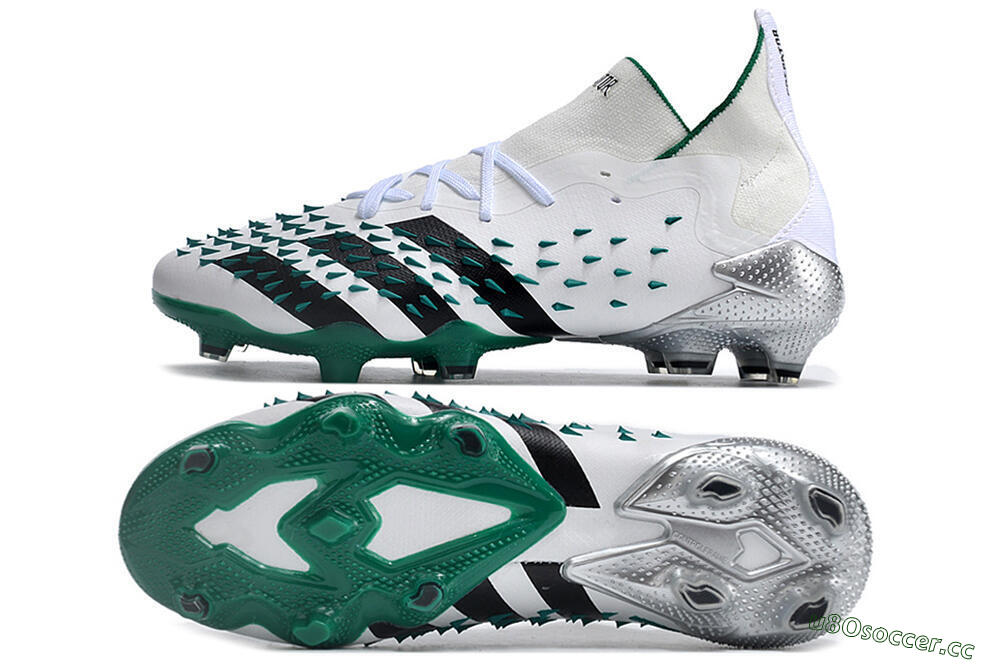 Unisex Adidas Predator Freak.1 FG Firm Ground Low-Tops Football Boots - White/Green/Black 1