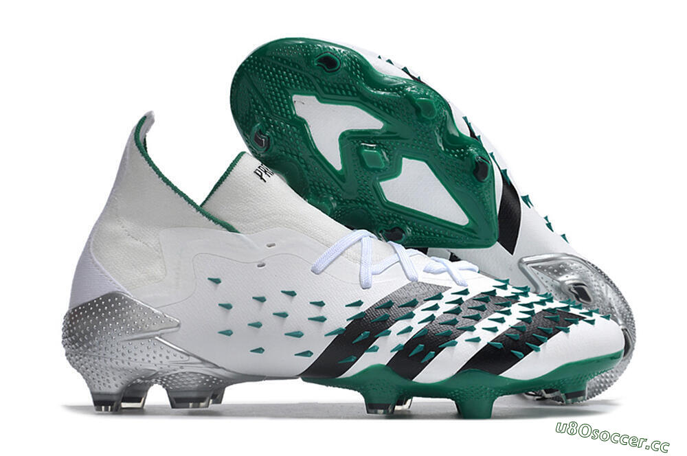 Unisex Adidas Predator Freak.1 FG Firm Ground Low-Tops Football Boots - White/Green/Black 2