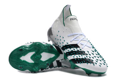 Unisex Adidas Predator Freak.1 FG Firm Ground Low-Tops Football Boots - White/Green/Black