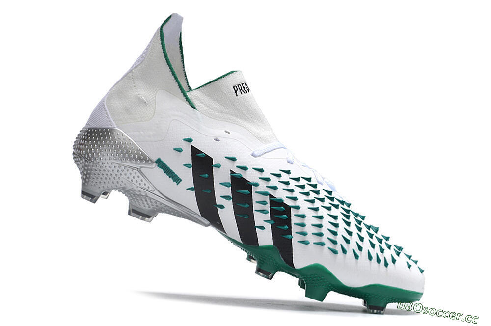 Unisex Adidas Predator Freak.1 FG Firm Ground Low-Tops Football Boots - White/Green/Black 4