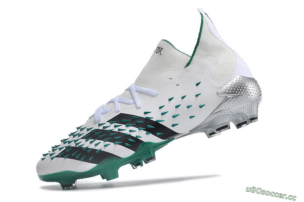 Unisex Adidas Predator Freak.1 FG Firm Ground Low-Tops Football Boots - White/Green/Black 5