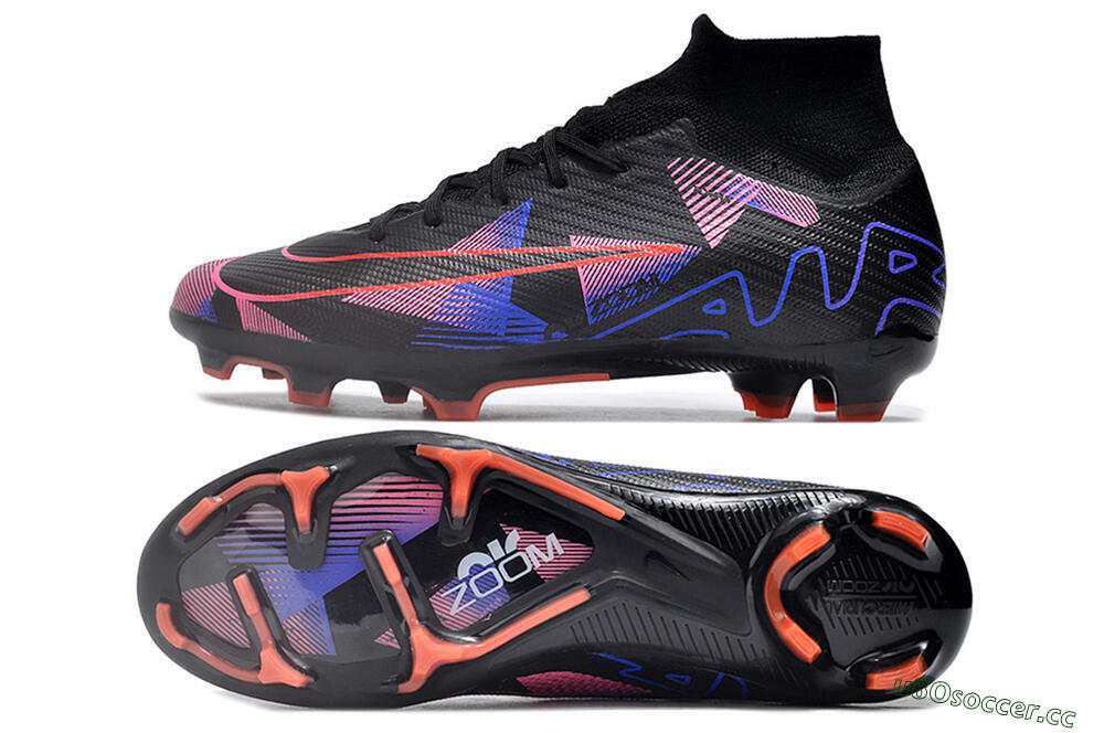 Unisex Nike Air Zoom Mercurial Superfly 9 Elite FG Firm Ground High-Tops Football Boots - Black/Purple/Pink 1