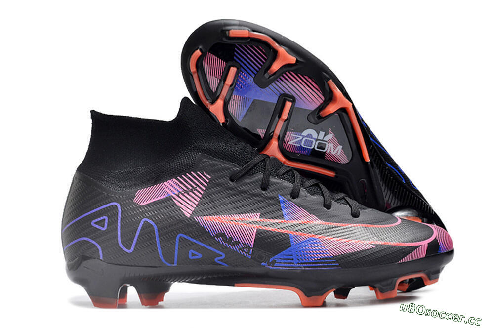 Unisex Nike Air Zoom Mercurial Superfly 9 Elite FG Firm Ground High-Tops Football Boots - Black/Purple/Pink 2