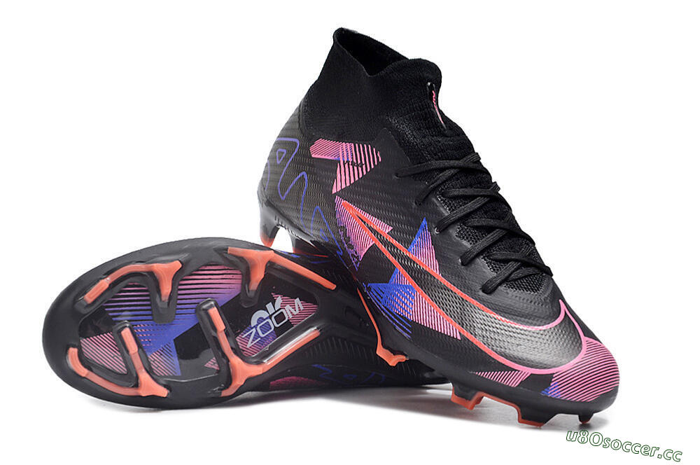 Unisex Nike Air Zoom Mercurial Superfly 9 Elite FG Firm Ground High-Tops Football Boots - Black/Purple/Pink 3