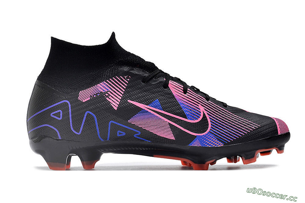 Unisex Nike Air Zoom Mercurial Superfly 9 Elite FG Firm Ground High-Tops Football Boots - Black/Purple/Pink 7
