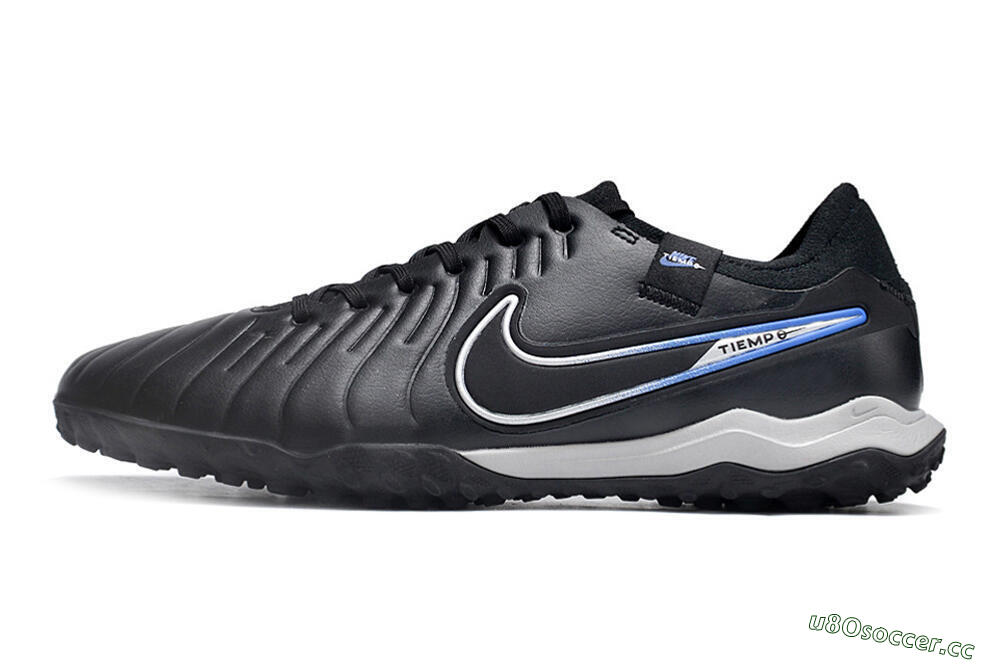 Men's NikeTiempo Legend 10 TF Artificial Turf Low-Tops Football Shoes - Black/Blue/White 0