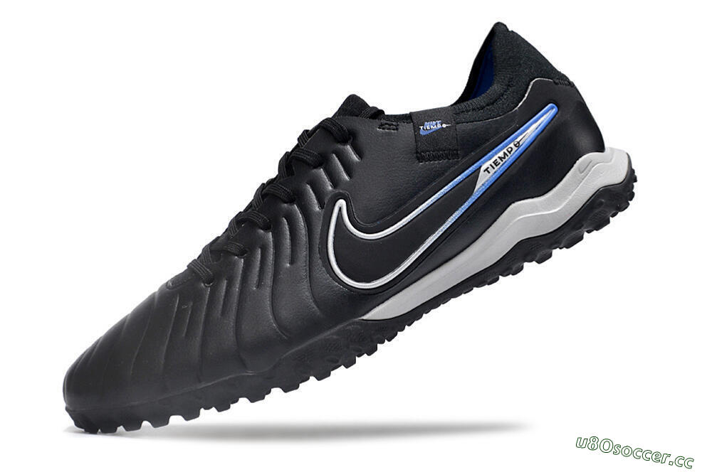 Men's NikeTiempo Legend 10 TF Artificial Turf Low-Tops Football Shoes - Black/Blue/White 5