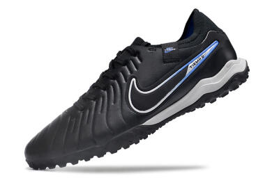Men's NikeTiempo Legend 10 TF Artificial Turf Low-Tops Football Shoes - Black/Blue/White