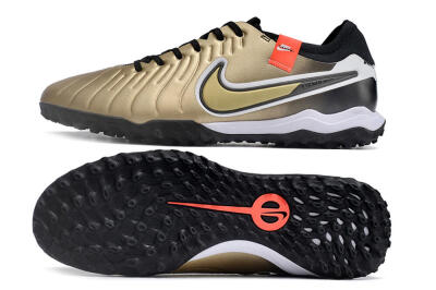 Men's Nike Tiempo Legend 10 TF Artificial Turf Low-Tops Football Shoes - Gold/White/Black