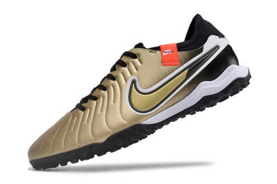 Men's Nike Tiempo Legend 10 TF Artificial Turf Low-Tops Football Shoes - Gold/White/Black