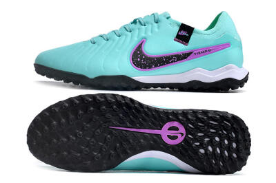 Men's Nike Tiempo Legend 10 TF Artificial Turf Low-Tops Football Shoes - Blue/Black/Purple