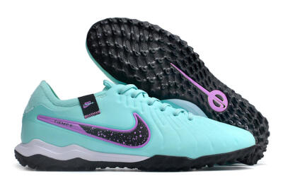 Men's Nike Tiempo Legend 10 TF Artificial Turf Low-Tops Football Shoes - Blue/Black/Purple