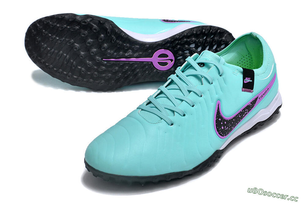Men's Nike Tiempo Legend 10 TF Artificial Turf Low-Tops Football Shoes - Blue/Black/Purple 3