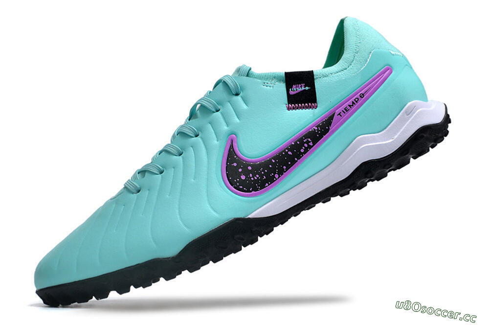 Men's Nike Tiempo Legend 10 TF Artificial Turf Low-Tops Football Shoes - Blue/Black/Purple 5