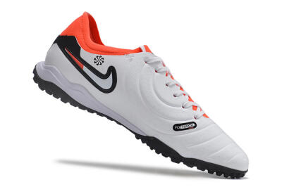 Men's NikeTiempo Legend 10 TF Artificial Turf Low-Tops Football Shoes - White/Black/Orange