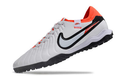 Men's NikeTiempo Legend 10 TF Artificial Turf Low-Tops Football Shoes - White/Black/Orange