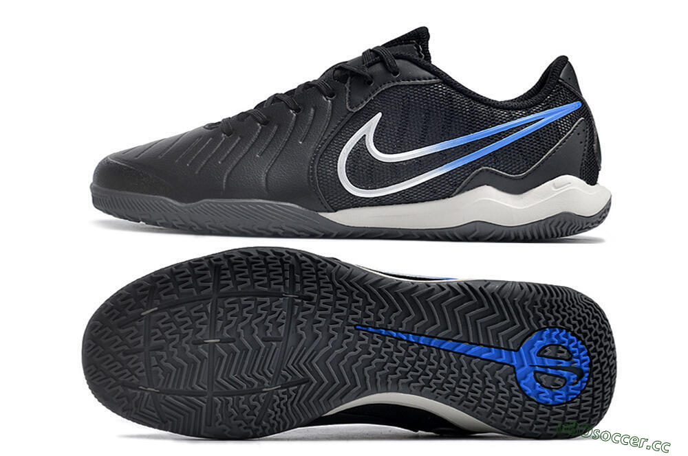 Men's Nike Tiempo Legend 10 Academy IC Indoor & Futsal Low-Tops Football Shoes - Black/White/Blue 1