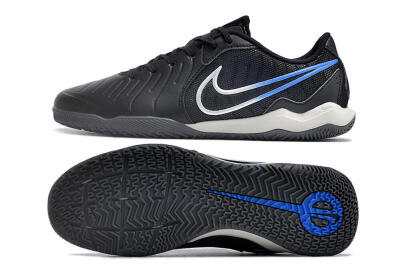 Men's Nike Tiempo Legend 10 Academy IC Indoor & Futsal Low-Tops Football Shoes - Black/White/Blue