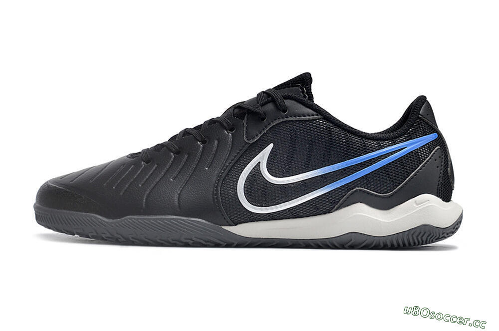 Men's Nike Tiempo Legend 10 Academy IC Indoor & Futsal Low-Tops Football Shoes - Black/White/Blue 0