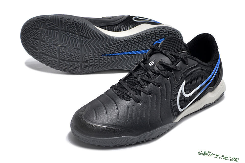 Men's Nike Tiempo Legend 10 Academy IC Indoor & Futsal Low-Tops Football Shoes - Black/White/Blue 3