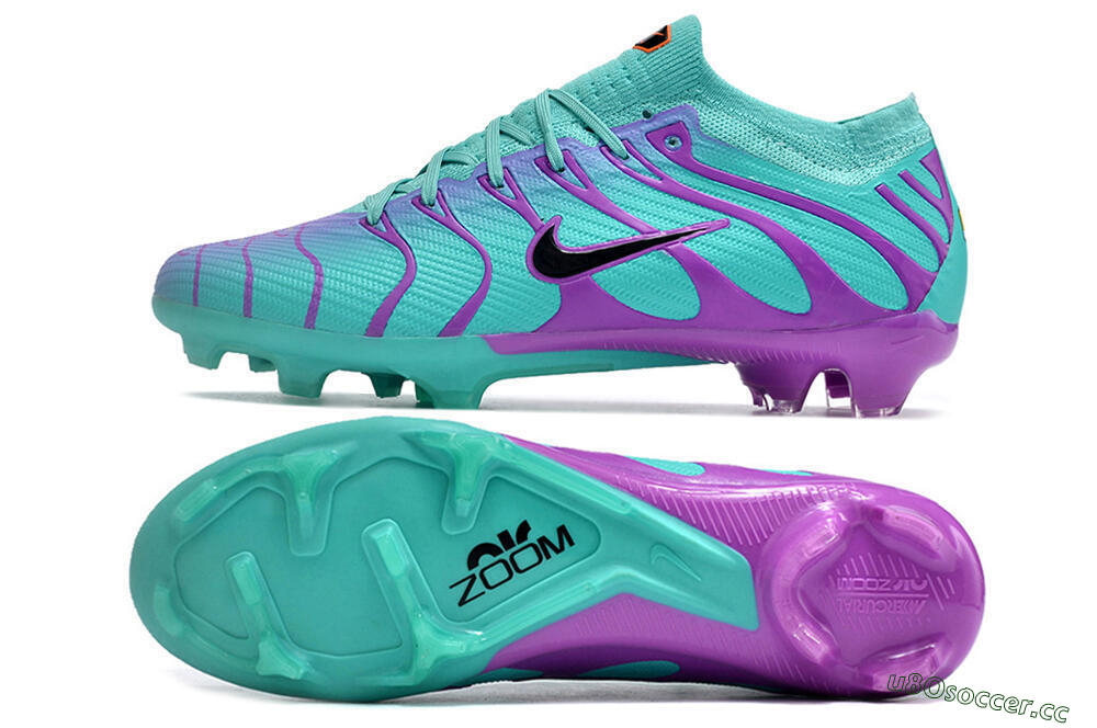 Men's Nike Air Zoom Mercurial Vapor 15 Elite FG Firm Ground Low-Tops Football Boots - Jade/Purple/Black 1