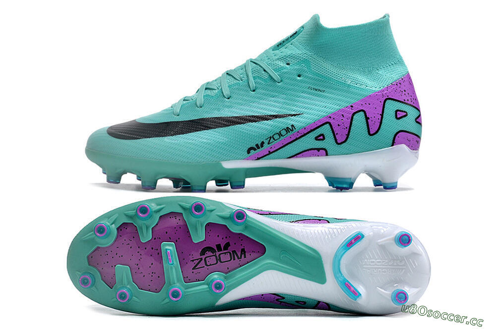 Unisex Nike Air Zoom Mercurial Superfly 9 Elite AG Artificial Grass High-Tops Football Boots - Jade/Purple/Black 1