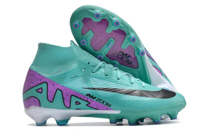 Unisex Nike Air Zoom Mercurial Superfly 9 Elite AG Artificial Grass High-Tops Football Boots - Jade/Purple/Black