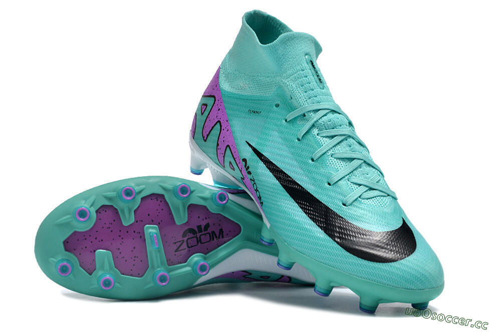 Unisex Nike Air Zoom Mercurial Superfly 9 Elite AG Artificial Grass High-Tops Football Boots - Jade/Purple/Black 3