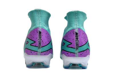 Unisex Nike Air Zoom Mercurial Superfly 9 Elite AG Artificial Grass High-Tops Football Boots - Jade/Purple/Black