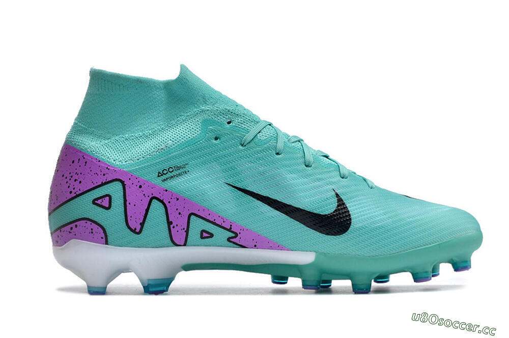 Unisex Nike Air Zoom Mercurial Superfly 9 Elite AG Artificial Grass High-Tops Football Boots - Jade/Purple/Black 7