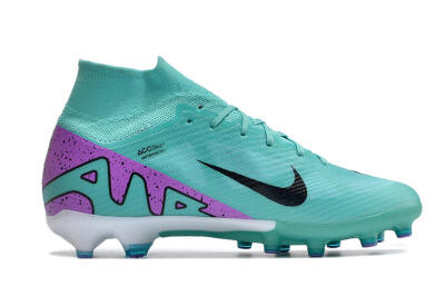 Unisex Nike Air Zoom Mercurial Superfly 9 Elite AG Artificial Grass High-Tops Football Boots - Jade/Purple/Black