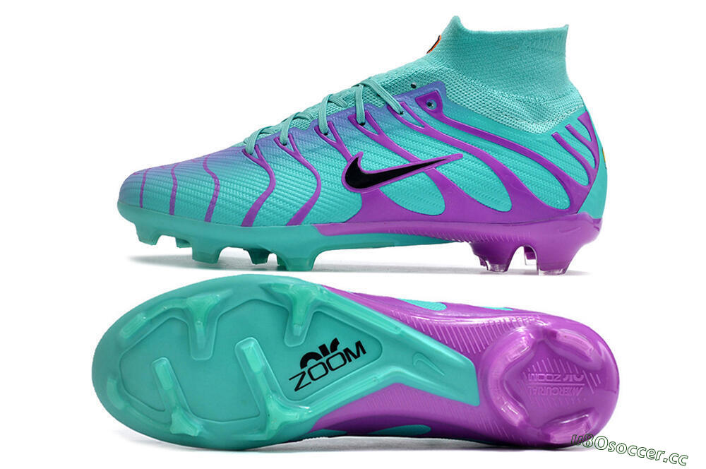 Men's Nike Air Zoom Mercurial Superfly 9 Elite FG Firm Ground High-Tops Football Boots - Jade/Purple/Black 1
