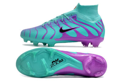 Men's Nike Air Zoom Mercurial Superfly 9 Elite FG Firm Ground High-Tops Football Boots - Jade/Purple/Black