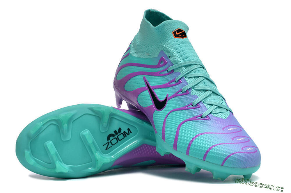 Men's Nike Air Zoom Mercurial Superfly 9 Elite FG Firm Ground High-Tops Football Boots - Jade/Purple/Black 3