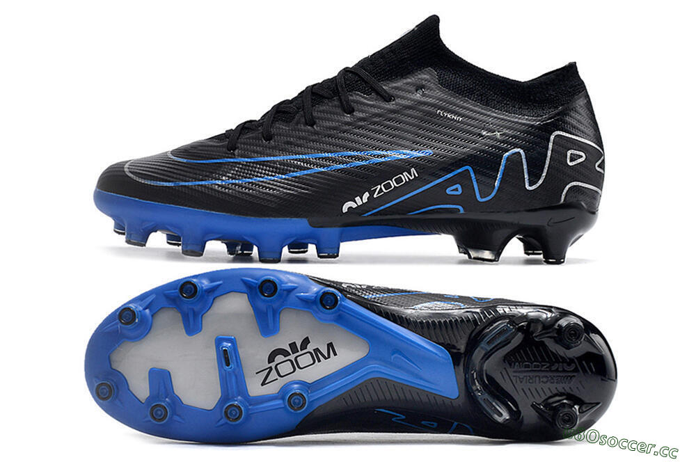Unisex Nike Air Zoom Mercurial Vapor 15 Elite AG Artificial Grass Low-Tops Football Boots - Black/Blue/White 1