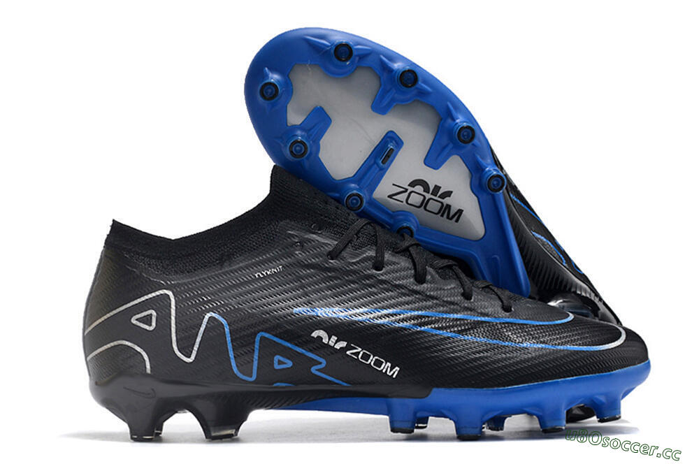 Unisex Nike Air Zoom Mercurial Vapor 15 Elite AG Artificial Grass Low-Tops Football Boots - Black/Blue/White 2