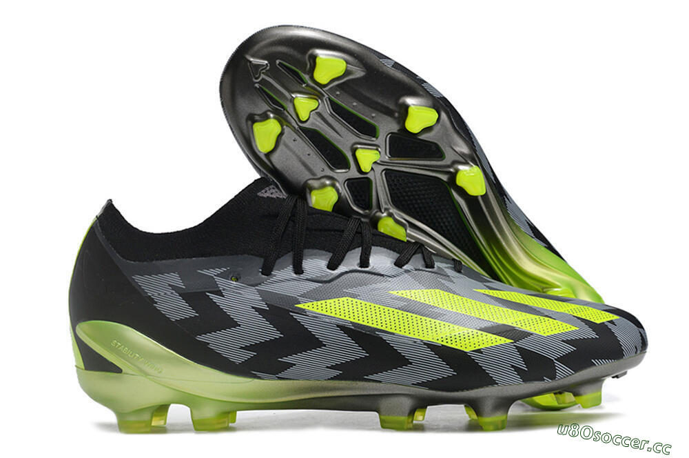 Men's Adidas X Crazyfast.1 FG Firm Ground Low-Tops Football Boots - Black/White/Yellow 2