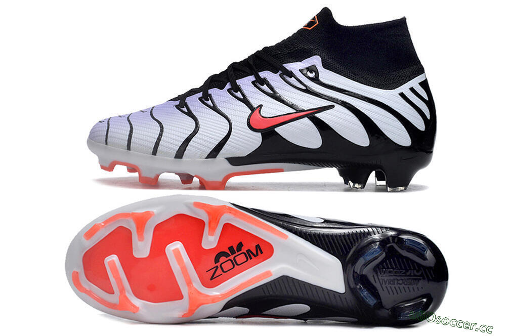 Men's Nike Air Zoom Mercurial Superfly 9 Elite FG Firm Ground High-Tops Football Boots - White/Black/Red 1