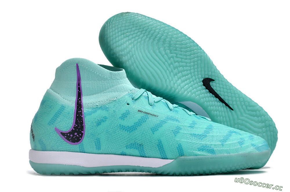 Men's Nike Phantom Luna Elite NU IC Indoor & Futsal High-Tops Football Shoes - Jade/Purple/Black 2