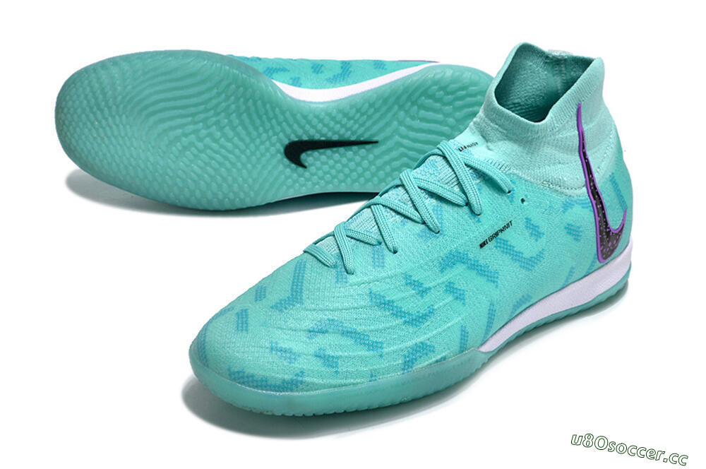Men's Nike Phantom Luna Elite NU IC Indoor & Futsal High-Tops Football Shoes - Jade/Purple/Black 3