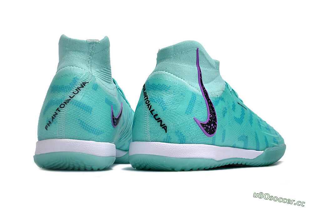 Men's Nike Phantom Luna Elite NU IC Indoor & Futsal High-Tops Football Shoes - Jade/Purple/Black 6