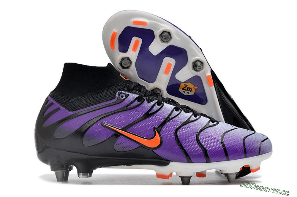 Men's Nike Air Zoom Mercurial Superfly 9 Elite SG Soft Ground High-Tops Football Boots - Purple/Black/Orange 2