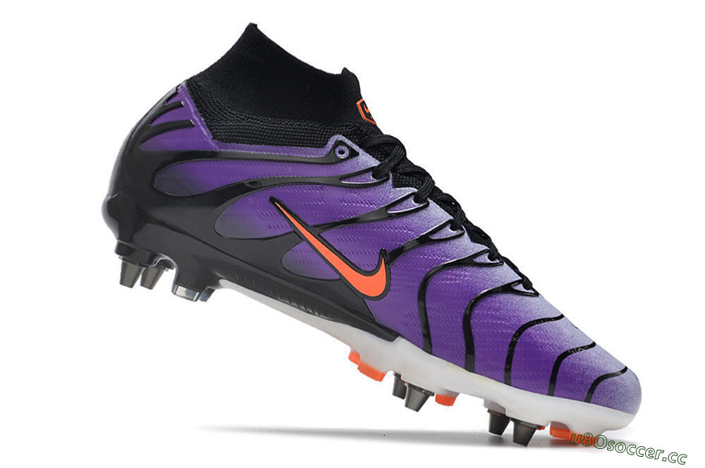 Men's Nike Air Zoom Mercurial Superfly 9 Elite SG Soft Ground High-Tops Football Boots - Purple/Black/Orange 4