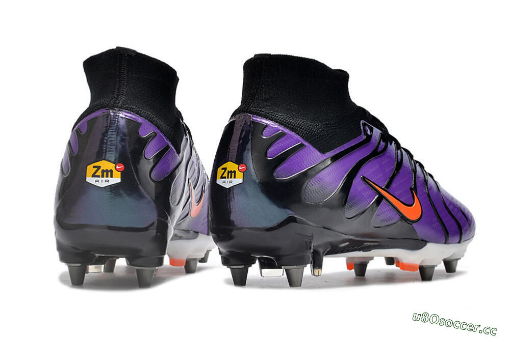 Men's Nike Air Zoom Mercurial Superfly 9 Elite SG Soft Ground High-Tops Football Boots - Purple/Black/Orange 6