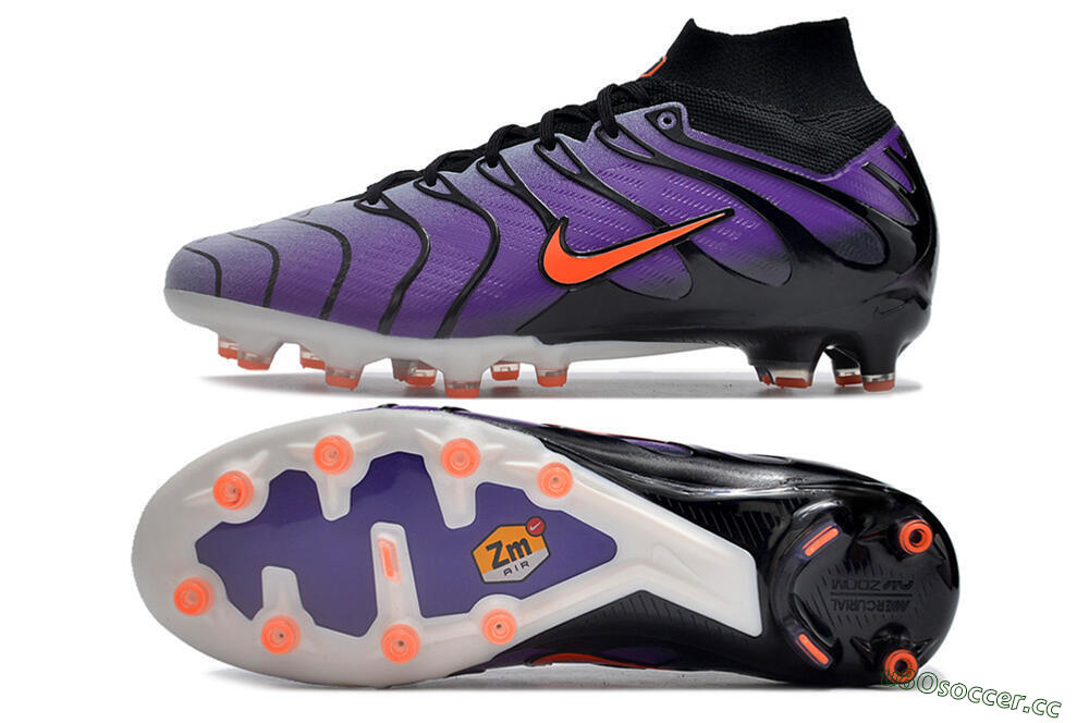 Men's Nike Air Zoom Mercurial Superfly 9 Elite AG Artificial Grass High-Tops Football Boots - Purple/Black/Orange 1