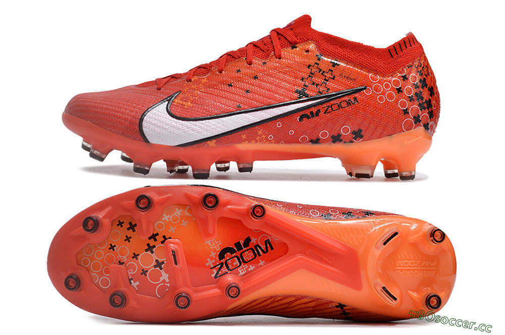Men's Nike Air Zoom Mercurial Vapor 15 Elite AG Artificial Grass Low-Tops Football Boots - Red/White/Black 1