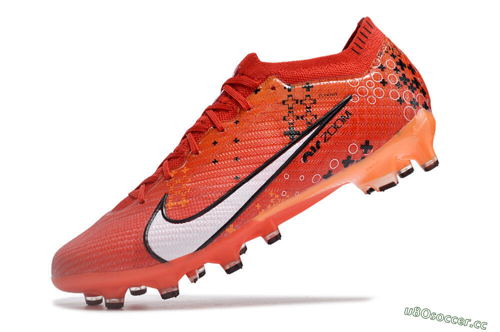 Men's Nike Air Zoom Mercurial Vapor 15 Elite AG Artificial Grass Low-Tops Football Boots - Red/White/Black 5
