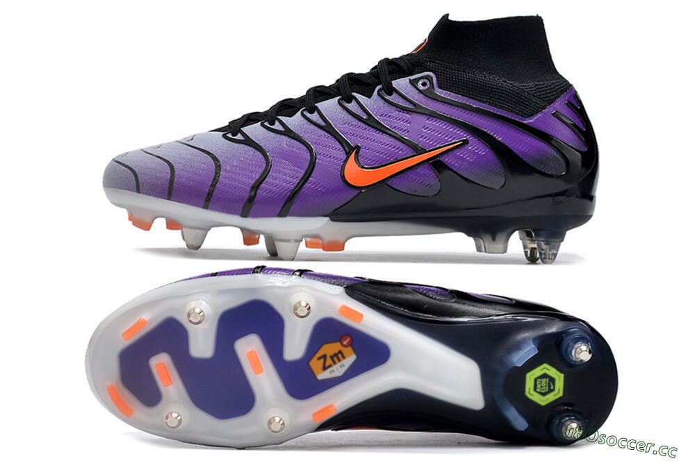 Men's Nike Air Zoom Mercurial Superfly 9 Elite SG Soft Ground High-Tops Football Boots - Purple/Black/Orange 1