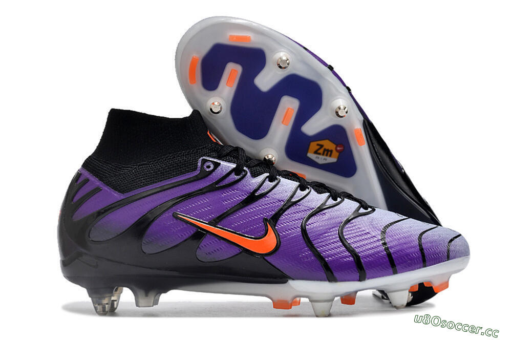 Men's Nike Air Zoom Mercurial Superfly 9 Elite SG Soft Ground High-Tops Football Boots - Purple/Black/Orange 2
