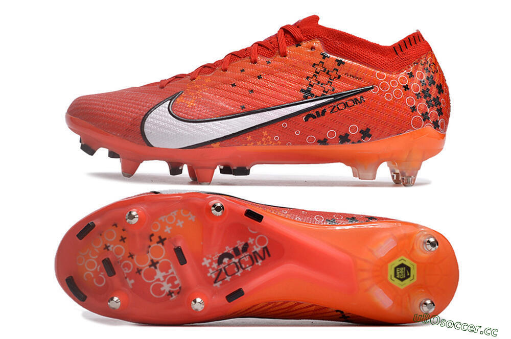 Men's Nike Air Zoom Mercurial Vapor 15 Elite SG Soft Ground Low-Tops Football Boots - Red/White/Black 1